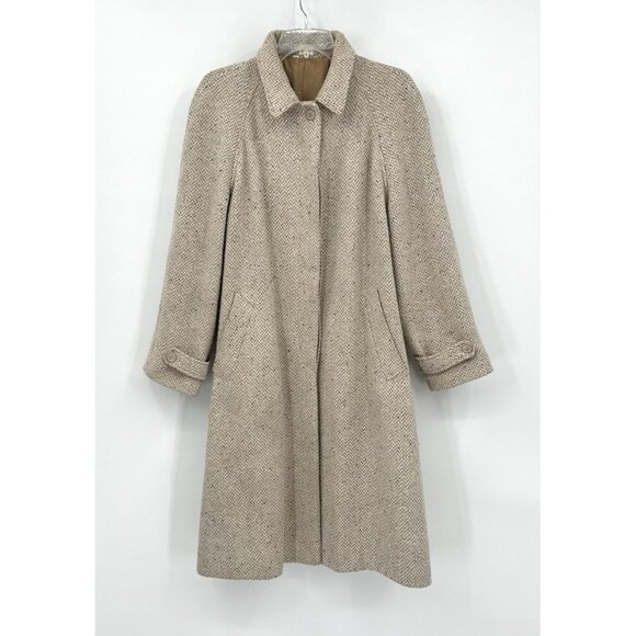 vintage 80s FORENZA coat trench heathered zig zag print the limited wool ivory S - Picture 2 of 11